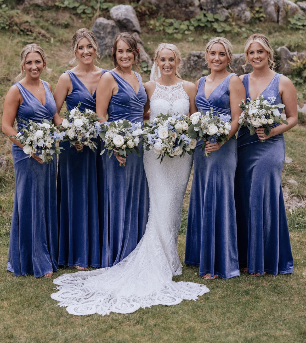 bridal Party, UK wedding florist, bridal bouquet, southwales florist. Wedding, Oxwhich bay hotel, gower weddings, bride 2024, florist for weddings